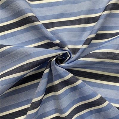 Blue Stripe Yarn-dyed Silk Cotton