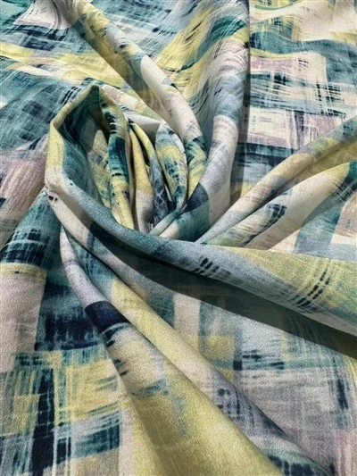 Grid Silk Cotton Blended Fabric